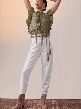 Paige Pleated Tapered Jeans